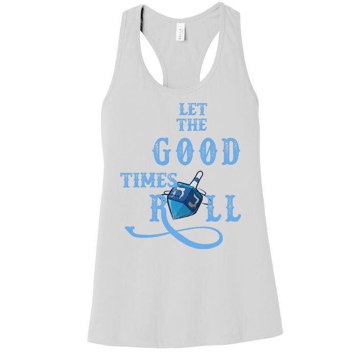 Let The Good Times Roll Raglan Hanukkah Women's Racerback Tank