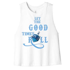 Let The Good Times Roll Raglan Hanukkah Women's Racerback Cropped Tank