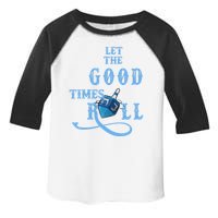 Let The Good Times Roll Raglan Hanukkah Toddler Fine Jersey T-Shirt