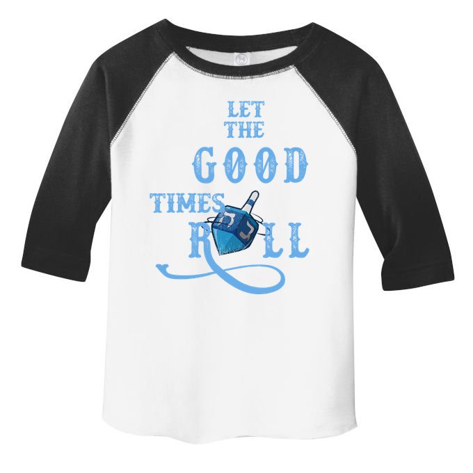 Let The Good Times Roll Raglan Hanukkah Toddler Fine Jersey T-Shirt