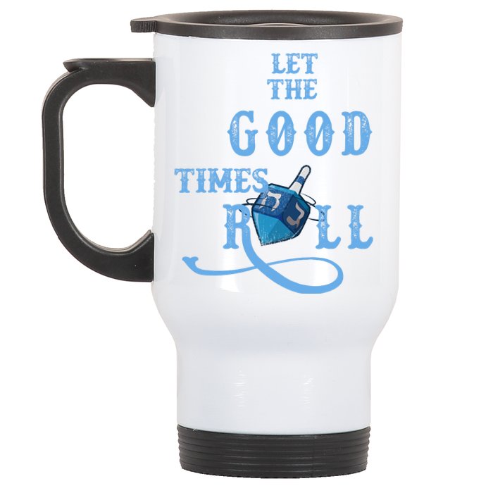 Let The Good Times Roll Raglan Hanukkah Stainless Steel Travel Mug