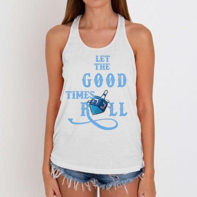 Let The Good Times Roll Raglan Hanukkah Women's Knotted Racerback Tank