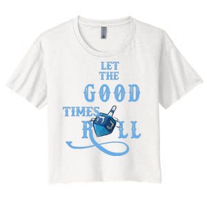 Let The Good Times Roll Raglan Hanukkah Women's Crop Top Tee