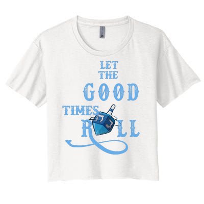 Let The Good Times Roll Raglan Hanukkah Women's Crop Top Tee