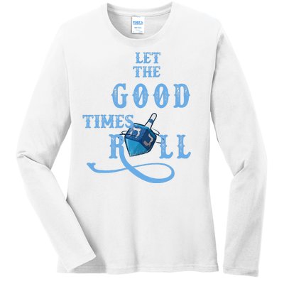 Let The Good Times Roll Raglan Hanukkah Ladies Long Sleeve Shirt