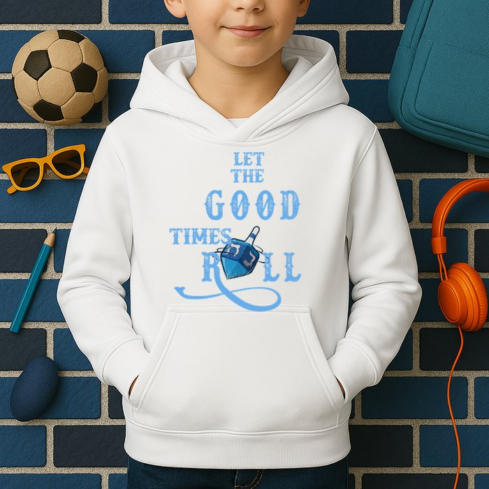 Let The Good Times Roll Raglan Hanukkah Kids Hoodie