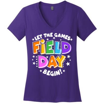 Let The Games Begin Field Day Women's V-Neck T-Shirt