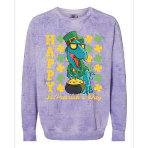 Lucky Tfunny Giftrex Happy St Patricks Day Irish Dinosaur Cool Gift Colorblast Crewneck Sweatshirt