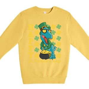 Lucky Tfunny Giftrex Happy St Patricks Day Irish Dinosaur Cool Gift Premium Crewneck Sweatshirt