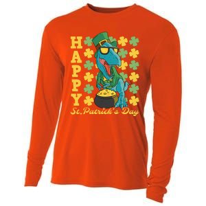 Lucky Tfunny Giftrex Happy St Patricks Day Irish Dinosaur Cool Gift Cooling Performance Long Sleeve Crew