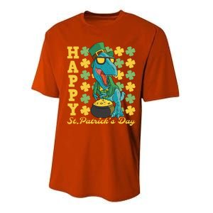 Lucky Tfunny Giftrex Happy St Patricks Day Irish Dinosaur Cool Gift Performance Sprint T-Shirt