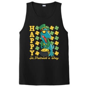 Lucky Tfunny Giftrex Happy St Patricks Day Irish Dinosaur Cool Gift PosiCharge Competitor Tank