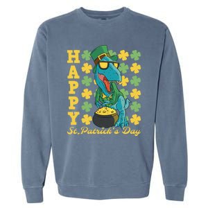 Lucky Tfunny Giftrex Happy St Patricks Day Irish Dinosaur Cool Gift Garment-Dyed Sweatshirt