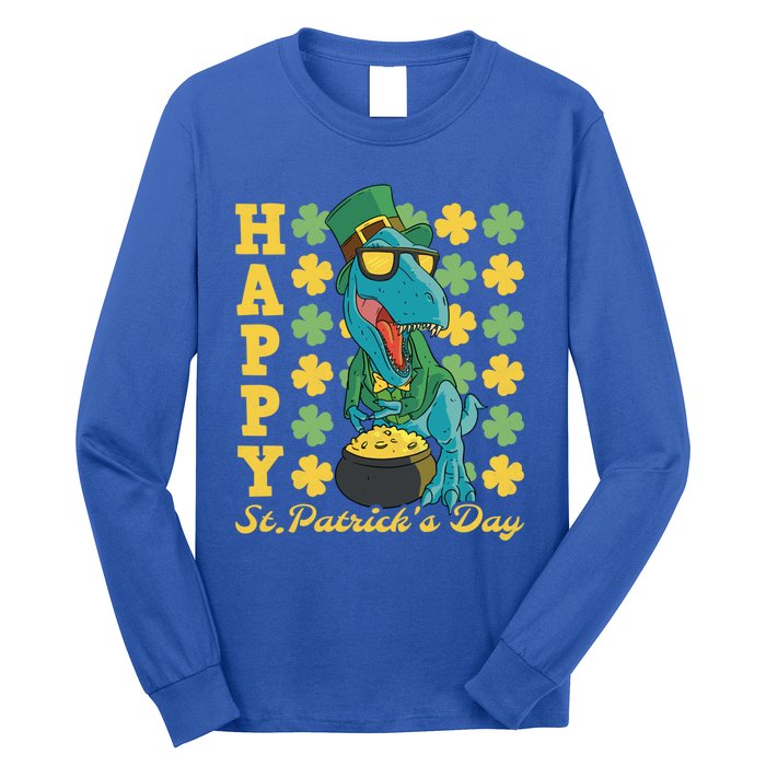 Lucky Tfunny Giftrex Happy St Patricks Day Irish Dinosaur Cool Gift Long Sleeve Shirt