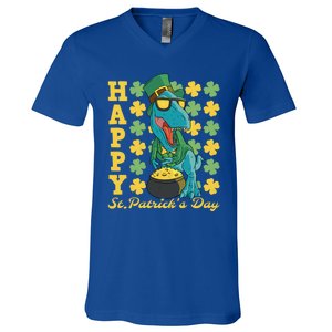 Lucky Tfunny Giftrex Happy St Patricks Day Irish Dinosaur Cool Gift V-Neck T-Shirt