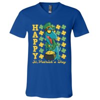 Lucky Tfunny Giftrex Happy St Patricks Day Irish Dinosaur Cool Gift V-Neck T-Shirt