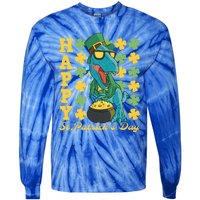 Lucky Tfunny Giftrex Happy St Patricks Day Irish Dinosaur Cool Gift Tie-Dye Long Sleeve Shirt