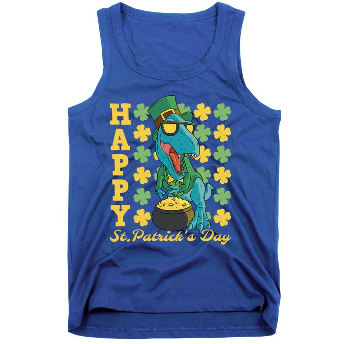 Lucky Tfunny Giftrex Happy St Patricks Day Irish Dinosaur Cool Gift Tank Top