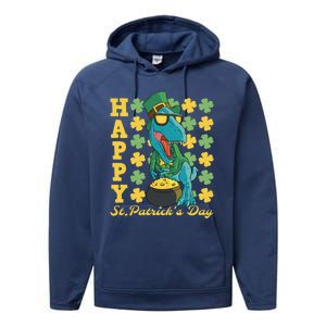 Lucky Tfunny Giftrex Happy St Patricks Day Irish Dinosaur Cool Gift Performance Fleece Hoodie