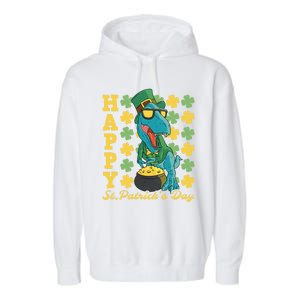 Lucky Tfunny Giftrex Happy St Patricks Day Irish Dinosaur Cool Gift Garment-Dyed Fleece Hoodie