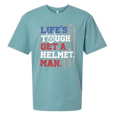 Lifes Tough Get A Helmet Man Sueded Cloud Jersey T-Shirt