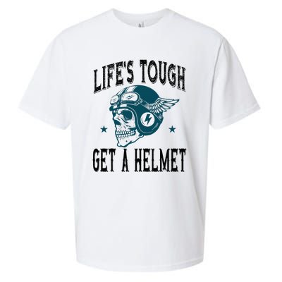 Life's Tough Get a Helmet Funny Skeleton Riding Motorcycle  Sueded Cloud Jersey T-Shirt