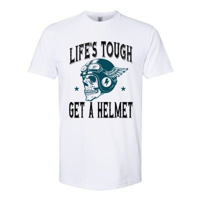 Life's Tough Get a Helmet Funny Skeleton Riding Motorcycle  Softstyle CVC T-Shirt