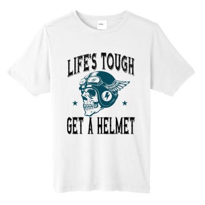 Life's Tough Get a Helmet Funny Skeleton Riding Motorcycle  Tall Fusion ChromaSoft Performance T-Shirt