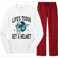 Life's Tough Get a Helmet Funny Skeleton Riding Motorcycle  Long Sleeve Pajama Set