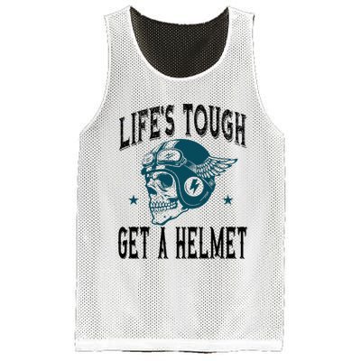 Life's Tough Get a Helmet Funny Skeleton Riding Motorcycle  Mesh Reversible Basketball Jersey Tank