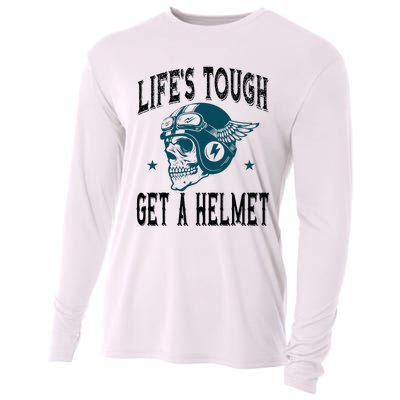 Life's Tough Get a Helmet Funny Skeleton Riding Motorcycle  Cooling Performance Long Sleeve Crew