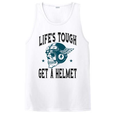 Life's Tough Get a Helmet Funny Skeleton Riding Motorcycle  PosiCharge Competitor Tank