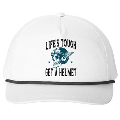 Life's Tough Get a Helmet Funny Skeleton Riding Motorcycle  Snapback Five-Panel Rope Hat