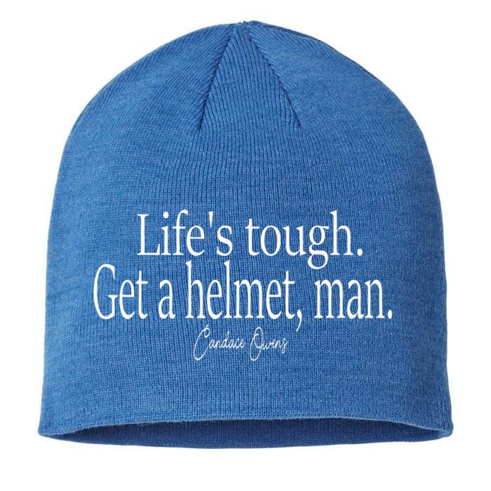 Life's Tough Get a Helmet Man Funny Vintage Sustainable Beanie