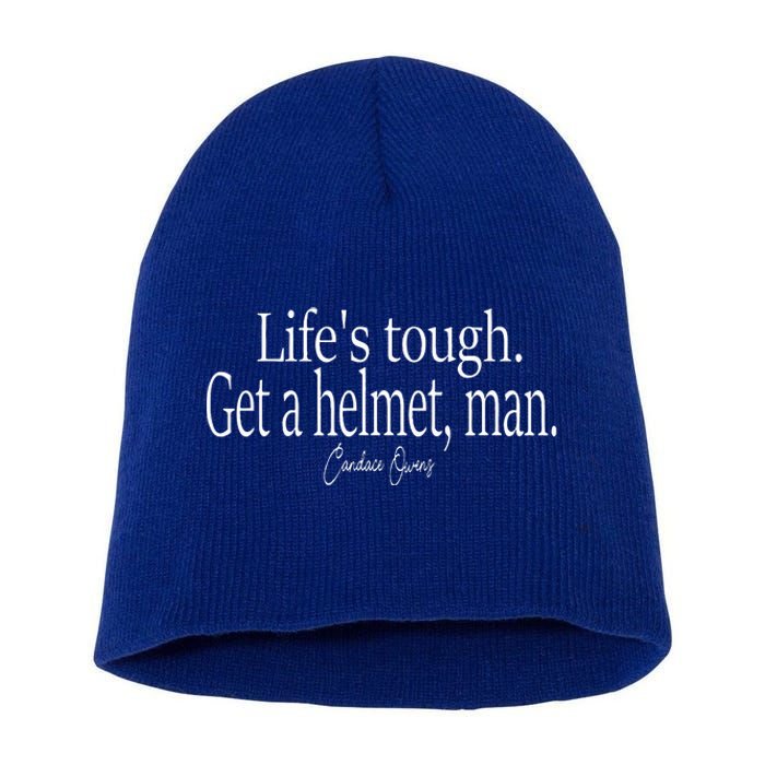 Life's Tough Get a Helmet Man Funny Vintage Short Acrylic Beanie