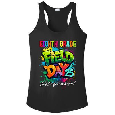 Let The Games Begin Eighth Grade Field Day 2025 Teacher Ladies PosiCharge Competitor Racerback Tank