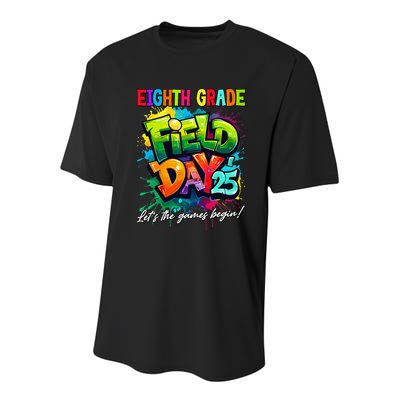 Let The Games Begin Eighth Grade Field Day 2025 Teacher Youth Performance Sprint T-Shirt