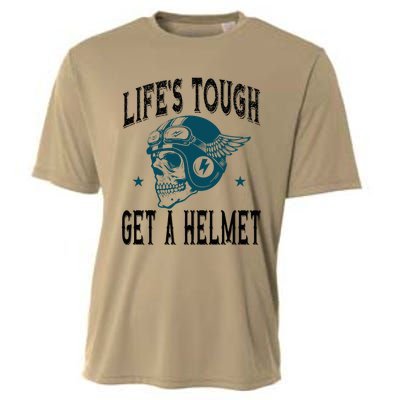 LifeS Tough Get A Helmet Funny Skeleton Riding Motorcycle Cooling Performance Crew T-Shirt