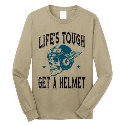 LifeS Tough Get A Helmet Funny Skeleton Riding Motorcycle Long Sleeve Shirt