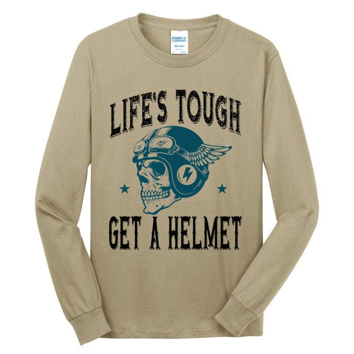 LifeS Tough Get A Helmet Funny Skeleton Riding Motorcycle Tall Long Sleeve T-Shirt