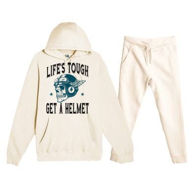 LifeS Tough Get A Helmet Funny Skeleton Riding Motorcycle Premium Hooded Sweatsuit Set