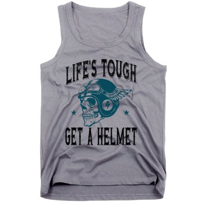 LifeS Tough Get A Helmet Funny Skeleton Riding Motorcycle Tank Top