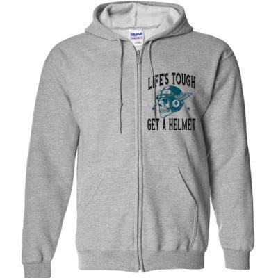 LifeS Tough Get A Helmet Funny Skeleton Riding Motorcycle Full Zip Hoodie