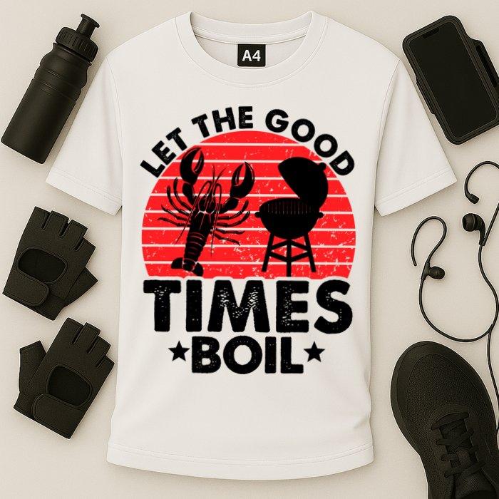 Let The Good Times Boil Funny Crawfish Cooling Performance Crew T-Shirt