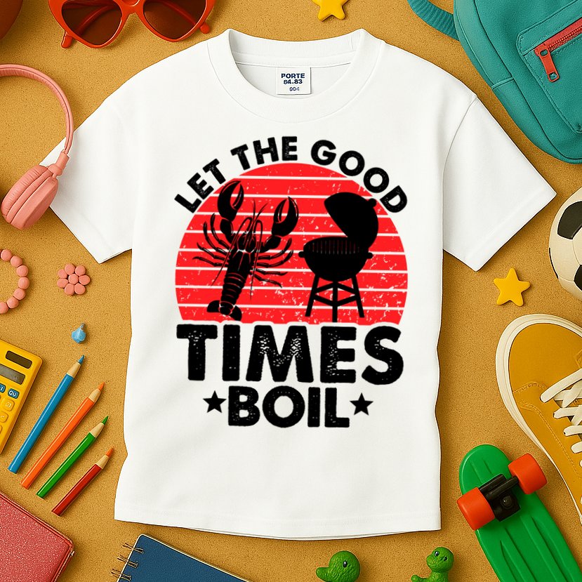 Let The Good Times Boil Funny Crawfish Kids T-Shirt