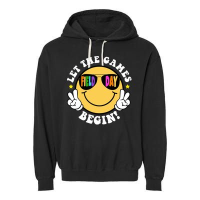 Let The Games Begin Field Day Smile Face Garment-Dyed Fleece Hoodie