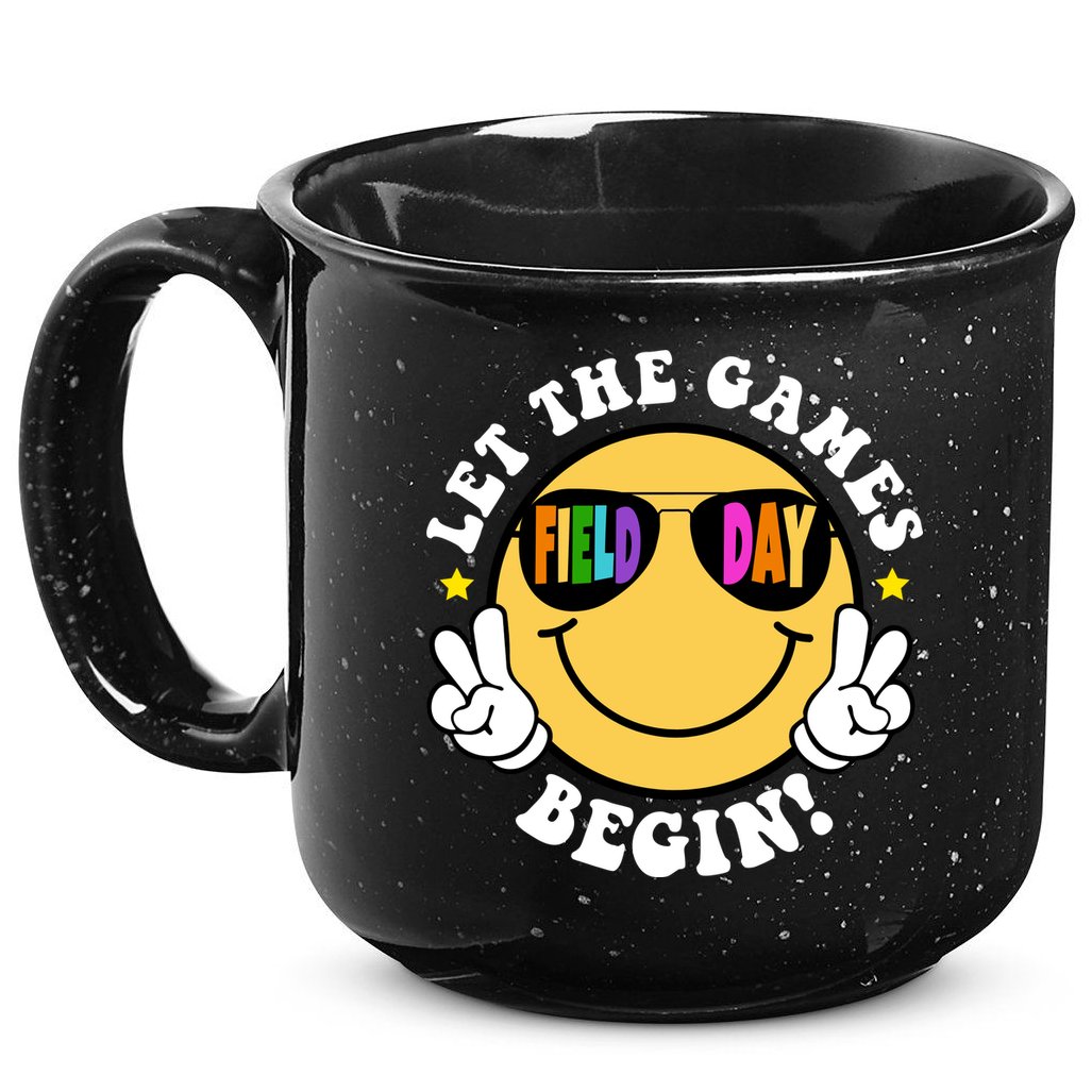 Let The Games Begin Field Day Smile Face 15oz Campfire Ceramic Mug