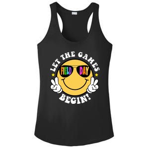 Let The Games Begin Field Day Smile Face Ladies PosiCharge Competitor Racerback Tank