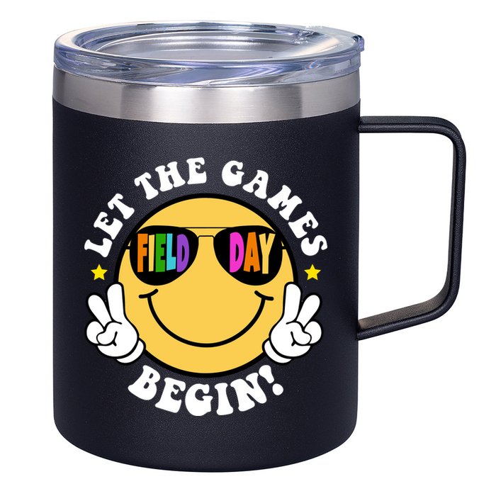 Let The Games Begin Field Day Smile Face 12oz Stainless Steel Coffee Mug