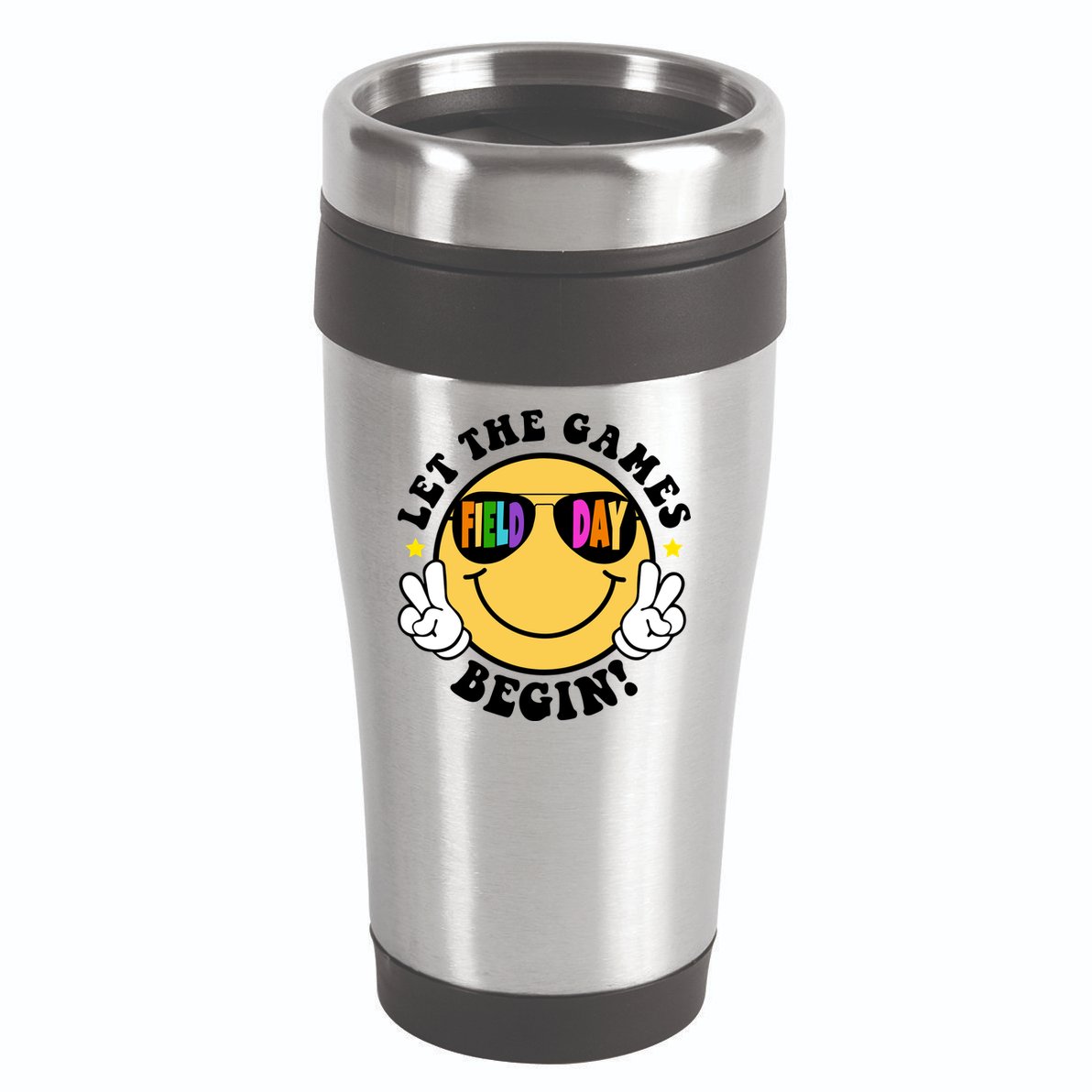 Let The Games Begin Field Day Smile Face 16oz Travel Tumbler